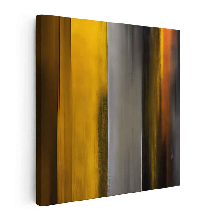 Radiant Vertical Harmony: Abstract Yellow and Gray Canvas Art Print