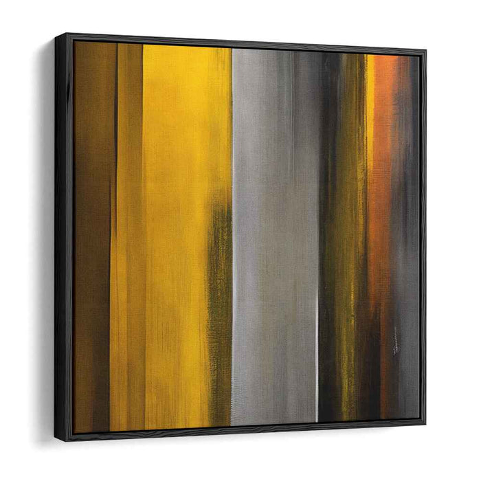 Radiant Vertical Harmony: Abstract Yellow and Gray Canvas Art Print