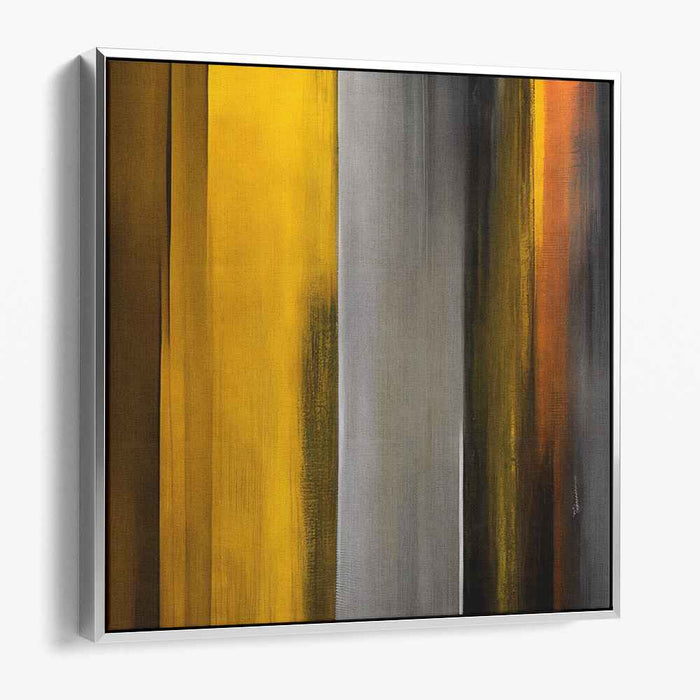 Radiant Vertical Harmony: Abstract Yellow and Gray Canvas Art Print