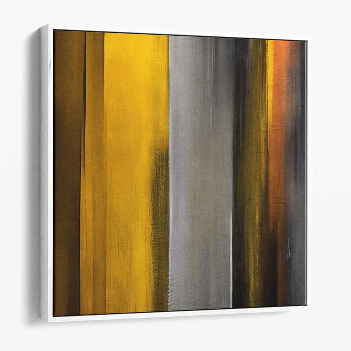 Radiant Vertical Harmony: Abstract Yellow and Gray Canvas Art Print