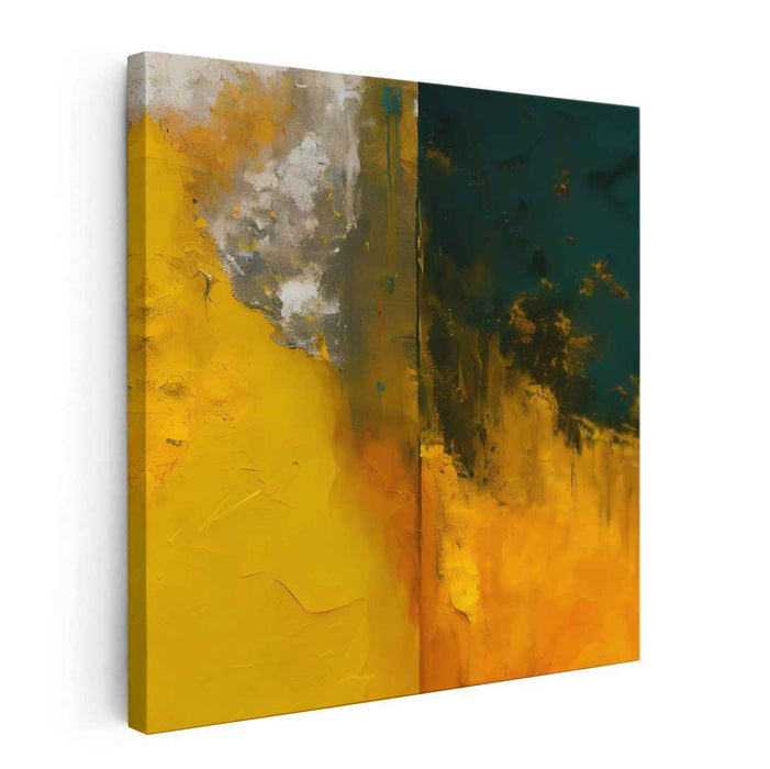 Whispers of Lime: Abstract Expressionist Yellow and Green Canvas Art Print