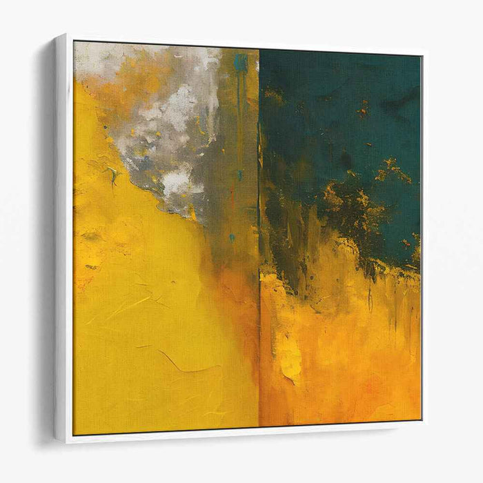 Whispers of Lime: Abstract Expressionist Yellow and Green Canvas Art Print