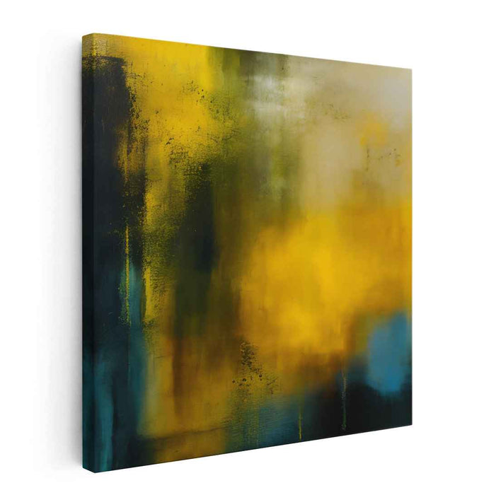 Golden Mist: Abstract Exploration in Blue and Yellow