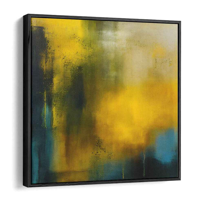 Golden Mist: Abstract Exploration in Blue and Yellow