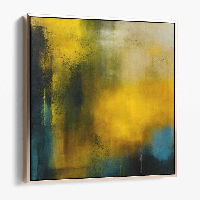 Golden Mist: Abstract Exploration in Blue and Yellow