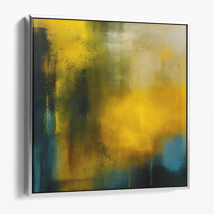 Golden Mist: Abstract Exploration in Blue and Yellow
