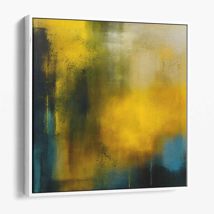 Golden Mist: Abstract Exploration in Blue and Yellow