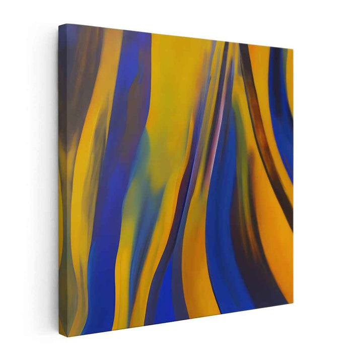 Whispers of Azure and Gold: Abstract Blue and Yellow Canvas Art Print