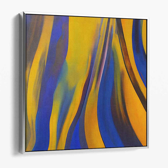 Whispers of Azure and Gold: Abstract Blue and Yellow Canvas Art Print