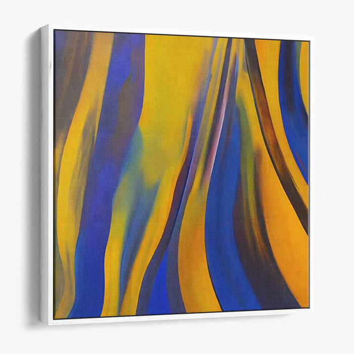 Whispers of Azure and Gold: Abstract Blue and Yellow Canvas Art Print