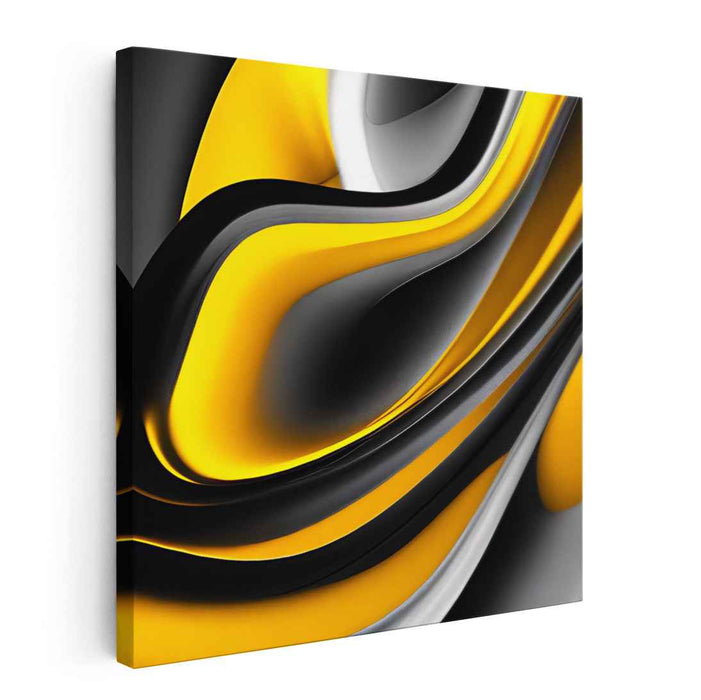 Electric Sunshine Burst: Modern Abstract Yellow and Black Canvas Art Print