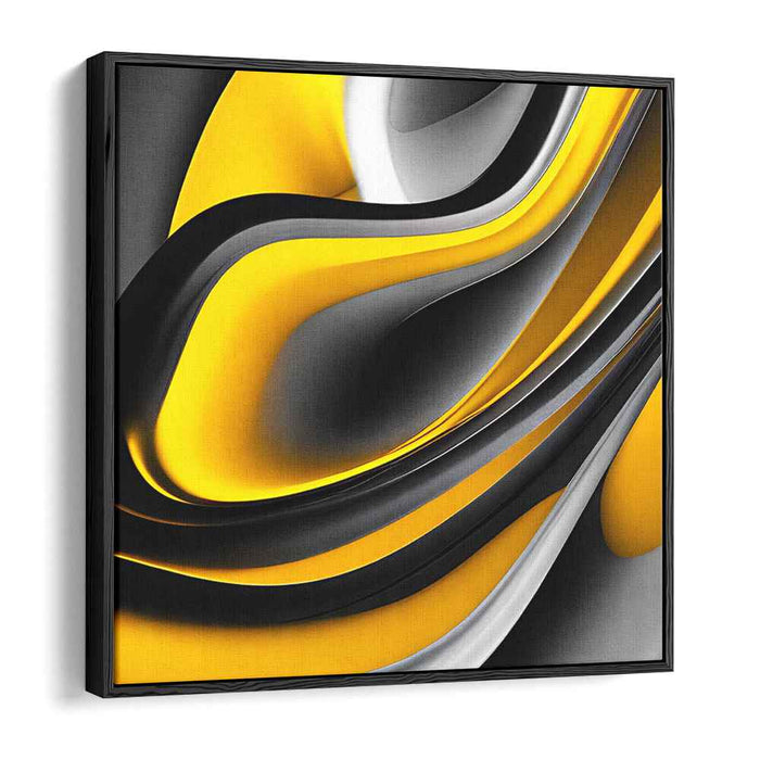 Electric Sunshine Burst: Modern Abstract Yellow and Black Canvas Art Print
