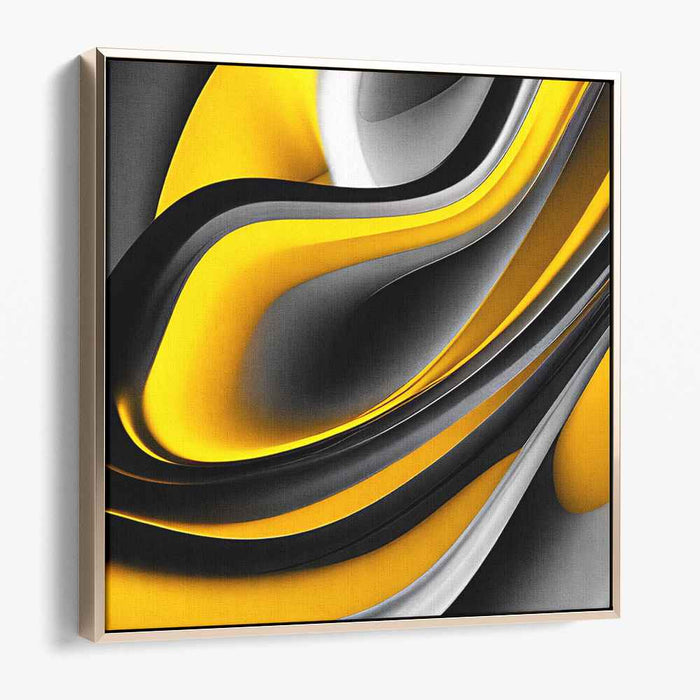 Electric Sunshine Burst: Modern Abstract Yellow and Black Canvas Art Print