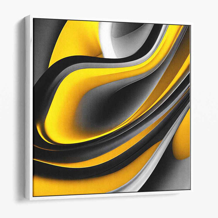 Electric Sunshine Burst: Modern Abstract Yellow and Black Canvas Art Print