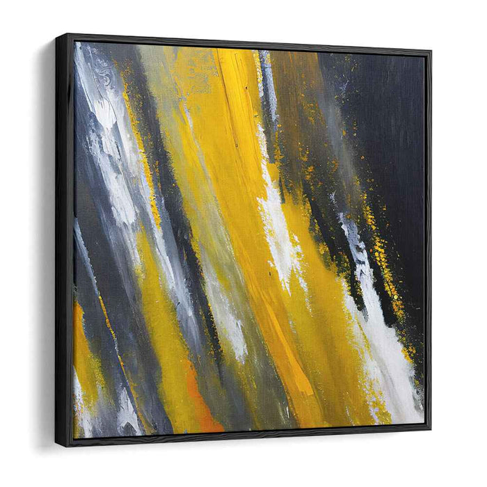 Electric Sunshine Dance Party: Bold Yellow and Black Abstract Expressionist Canvas Art Print