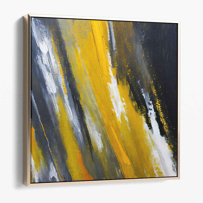 Electric Sunshine Dance Party: Bold Yellow and Black Abstract Expressionist Canvas Art Print