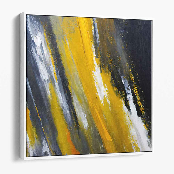 Electric Sunshine Dance Party: Bold Yellow and Black Abstract Expressionist Canvas Art Print