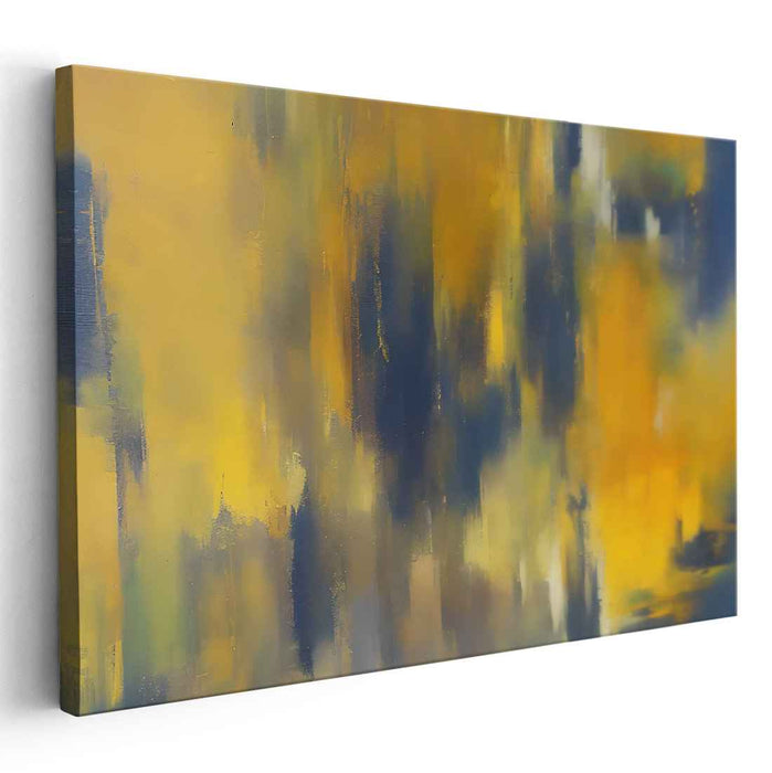 Urban Reverie: Abstract Expressionist Blue and Yellow Canvas Art Print