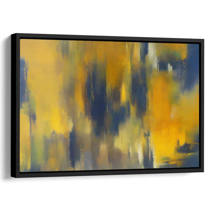Urban Reverie: Abstract Expressionist Blue and Yellow Canvas Art Print