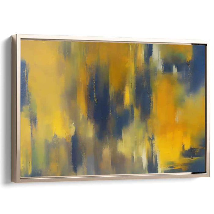 Urban Reverie: Abstract Expressionist Blue and Yellow Canvas Art Print