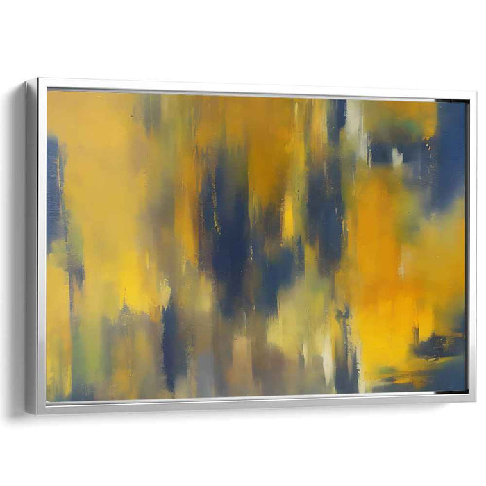 Urban Reverie: Abstract Expressionist Blue and Yellow Canvas Art Print