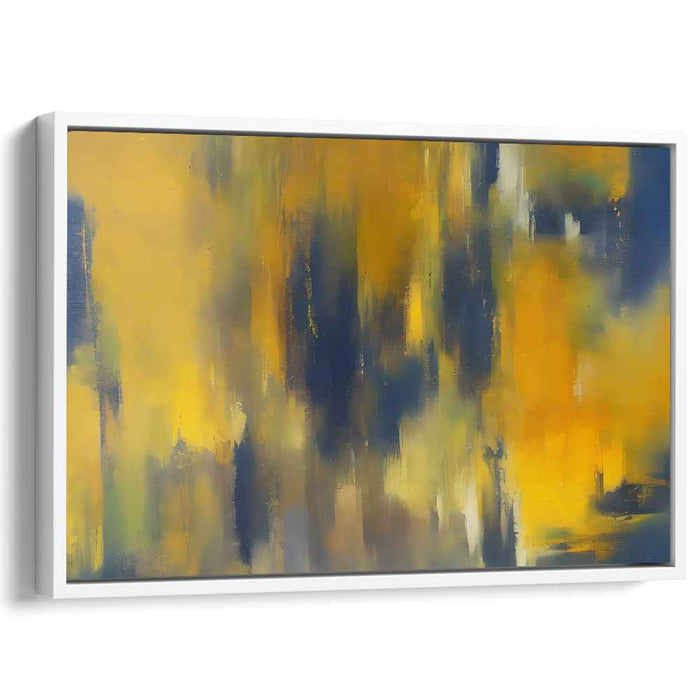 Urban Reverie: Abstract Expressionist Blue and Yellow Canvas Art Print