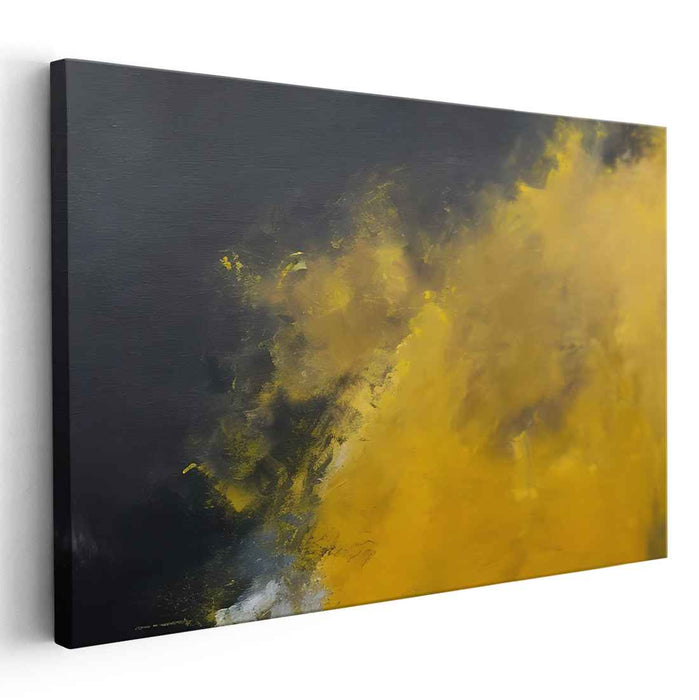 Ethereal Transition: Abstract Black and Yellow Canvas Art Print