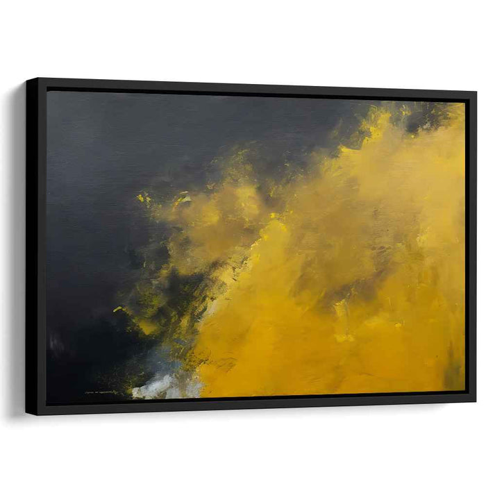 Ethereal Transition: Abstract Black and Yellow Canvas Art Print