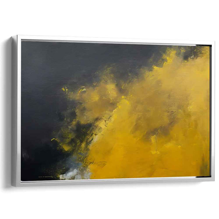 Ethereal Transition: Abstract Black and Yellow Canvas Art Print