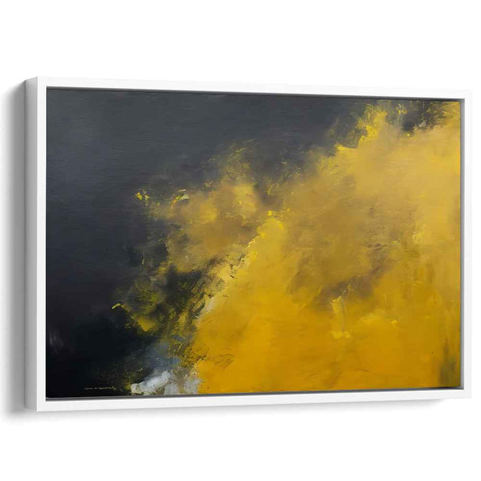 Ethereal Transition: Abstract Black and Yellow Canvas Art Print