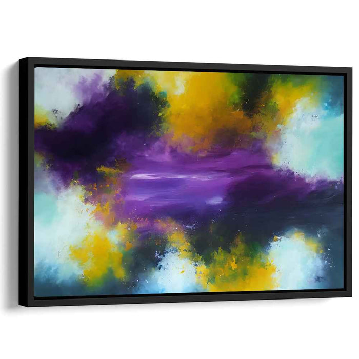 Whispers Of Lavender Sunburst: Abstract Expressionist Purple and Yellow Canvas Art Print