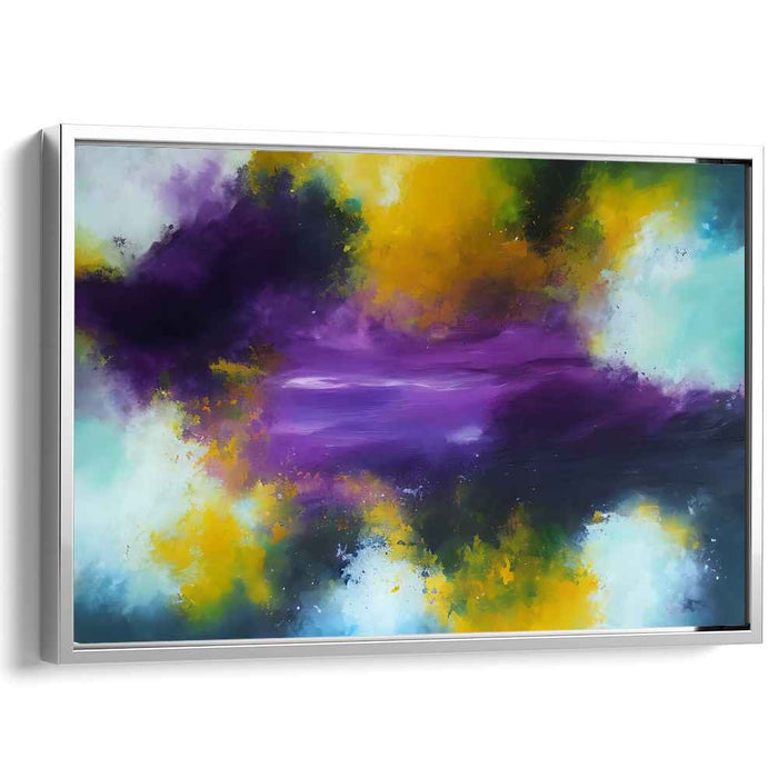 Whispers Of Lavender Sunburst: Abstract Expressionist Purple and Yellow Canvas Art Print
