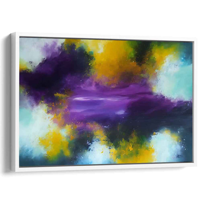 Whispers Of Lavender Sunburst: Abstract Expressionist Purple and Yellow Canvas Art Print