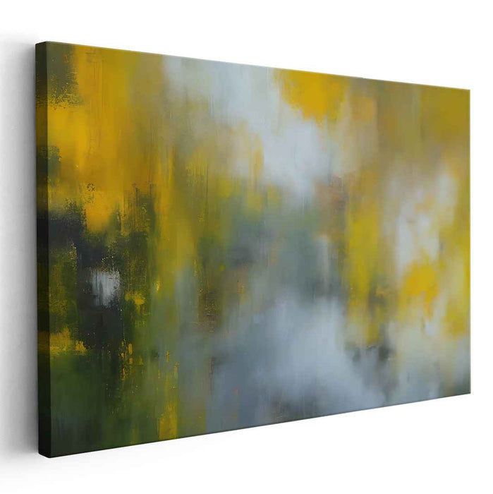 Lemonade Whispers: Abstract Expressionist Yellow and Grey Canvas Art