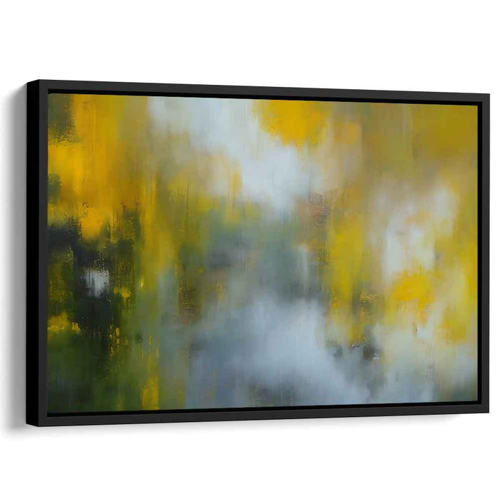 Lemonade Whispers: Abstract Expressionist Yellow and Grey Canvas Art