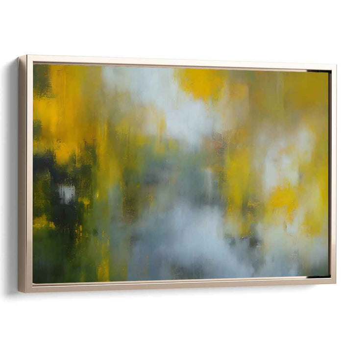 Lemonade Whispers: Abstract Expressionist Yellow and Grey Canvas Art