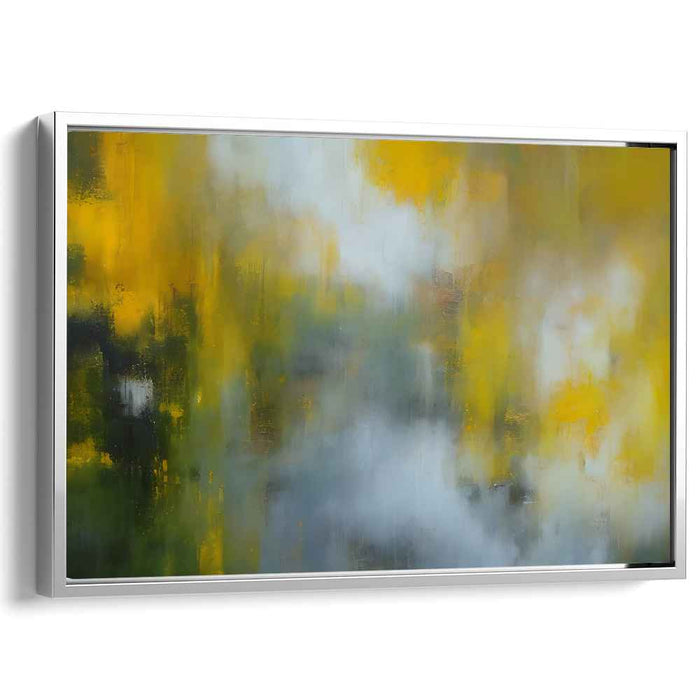 Lemonade Whispers: Abstract Expressionist Yellow and Grey Canvas Art