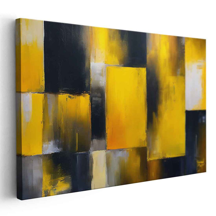 Golden Noir Elegance: Abstract Expressionist Luxury Canvas Art Print