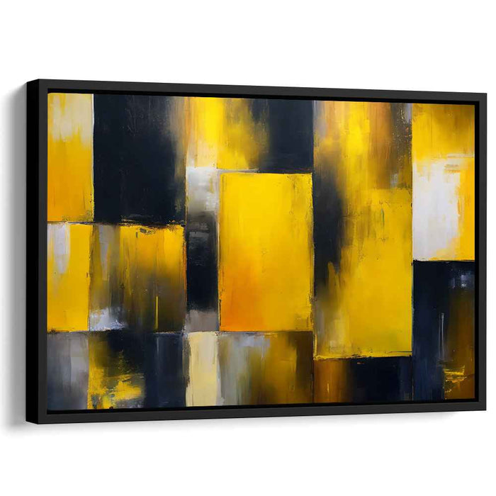 Golden Noir Elegance: Abstract Expressionist Luxury Canvas Art Print