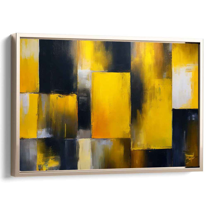 Golden Noir Elegance: Abstract Expressionist Luxury Canvas Art Print