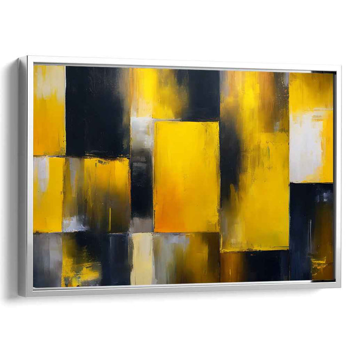 Golden Noir Elegance: Abstract Expressionist Luxury Canvas Art Print