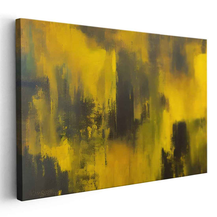 Golden Haze: A Symphony of Light and Shadow Abstract Canvas Art
