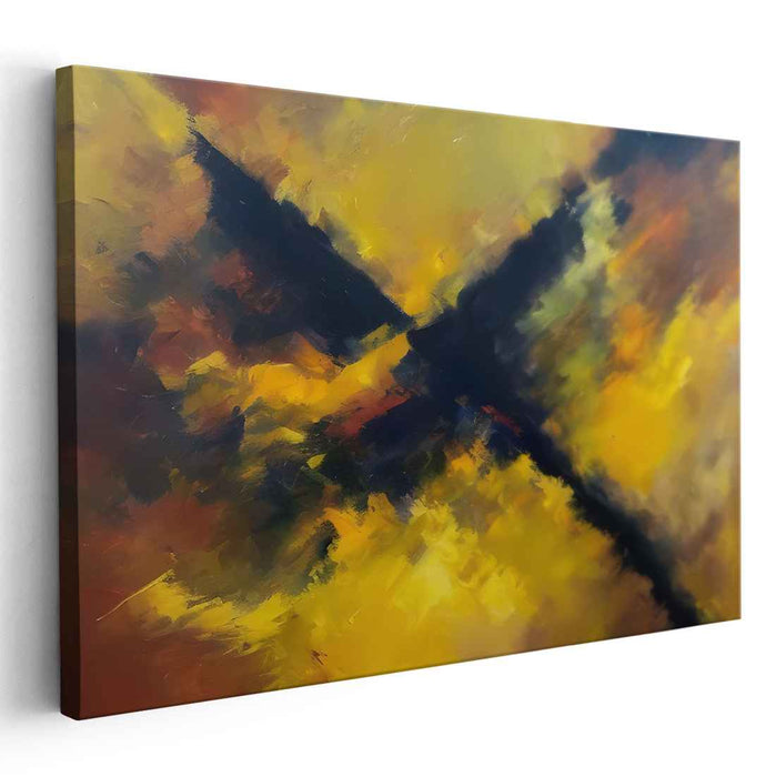Vivid Crossroads: Abstract Expressionist Yellow and Orange Canvas Art Print