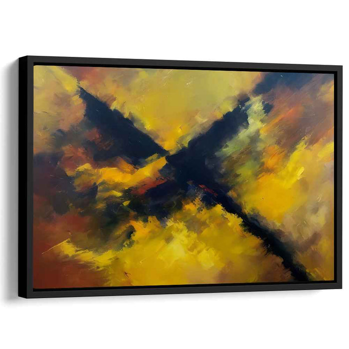 Vivid Crossroads: Abstract Expressionist Yellow and Orange Canvas Art Print