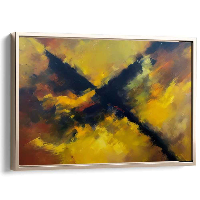 Vivid Crossroads: Abstract Expressionist Yellow and Orange Canvas Art Print