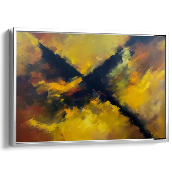 Vivid Crossroads: Abstract Expressionist Yellow and Orange Canvas Art Print