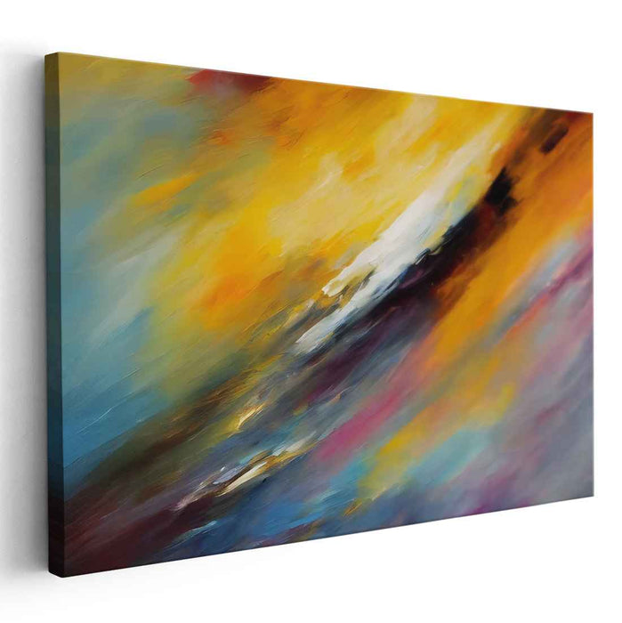 Sunshine Symphony Over Chaos: Abstract Expressionist Golden Yellow Canvas Art Print