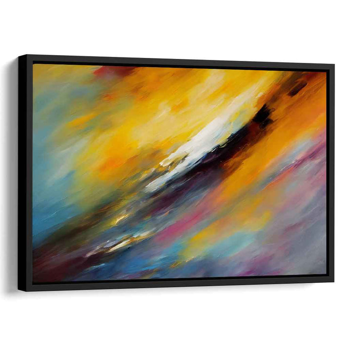Sunshine Symphony Over Chaos: Abstract Expressionist Golden Yellow Canvas Art Print