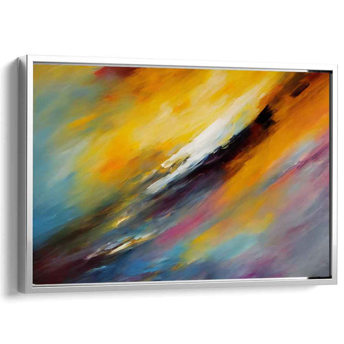 Sunshine Symphony Over Chaos: Abstract Expressionist Golden Yellow Canvas Art Print