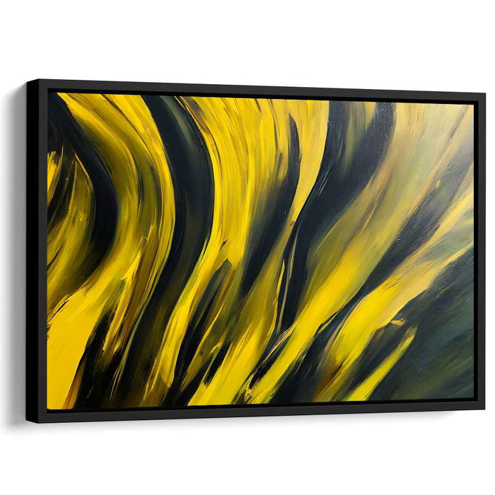 Sunset Noir: Abstract Expressionist Yellow and Black Canvas Art Print